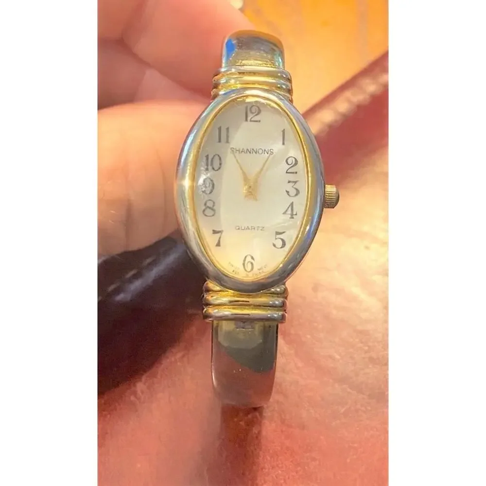 Women's Shannon Bracelet Watch,Swiss Parts,Gold Tone w/Thick Crystal,MOP Face